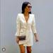 Zara Dresses | New With Tags Zara Linen Blazer Dress. Size Xl | Color: White | Size: Various