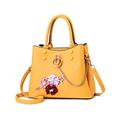 NICOLE & DORIS Ladies Handbags Fashion Top Handle Bags Satchel Bag Designer Handbag for Women PU Leather Crossbody Bag with Flower and Chain Yellow