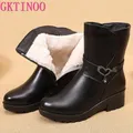 GKTINOO – bottes mi-mollet pour femme chaussures chaudes et décontractées à bout rond avec