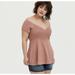 Torrid Tops | New Torrid Textured Knit Off Shoulder V-Neck Babydoll Top Size 2x Pale Pink Rose | Color: Pink | Size: 2x