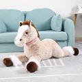 MorisMos Giant Horse Plush Toy, Big Horse Plush Pony Brown Plush Horse, Christmas, Birthday Gift for Children 35 Inches