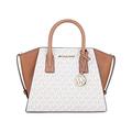 Michael Kors Avril Small Top Zip Satchel Crossbody Handbag Vanilla PVC, Vanilla Pvc