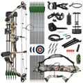 Archery Compound Bow Kit 30-55lbs Adjustable Adult Hunting Compound Bow and Arrows Set with All Accessories for Outdoor Shooting Right/Left Hand Avaliable (Right Hand, Camo)