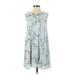 Miami Casual Dress - A-Line: Blue Floral Motif Dresses - Women's Size X-Small