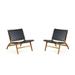 Maintenon Leatherette Accent Chair in Black with Nature Feet - Set of 2 - Manhattan Comfort 65-2-ACCA03-NA