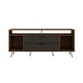 Rockefeller 62.99 TV Stand with Metal Legs and 2 Drawers in Nature and Textured Grey - Manhattan Comfort 65-130GMC7