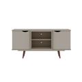 Hampton 53.54 TV Stand with 4 Shelves and Solid Wood Legs in Off White - Manhattan Comfort 65-18PMC6