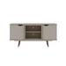 Hampton 53.54 TV Stand with 4 Shelves and Solid Wood Legs in Off White - Manhattan Comfort 65-18PMC6