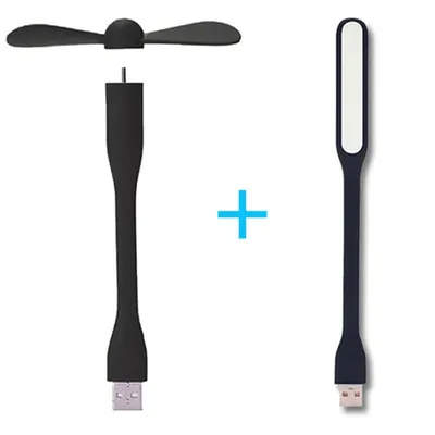 Mini ventilateur USB portable flexible et pliable avec lumière LED pour batterie externe