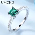 UMCHO-Bague en pierre précieuse émeraude verte pour femme argent regardé 925 véritable bague de