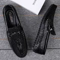 Mocassins à paillettes pour hommes chaussures de luxe à motif Crocodile mocassins de stylistes