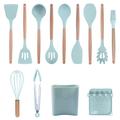 Fortune Candy 12-piece Silicone Kitchen Utensils Set w/ Handles Wood/Stainless Steel/Silicone/Plastic in Green | Wayfair MCKW001-LIGHTGREEN