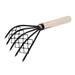 5 Teeth Mesh Net Claw Rake 10.24-inch Carbon Steel Rake w Wood Handle - Black