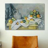 Vault W Artwork 'Curtain (Jug & Bowl of Fruit)' 1893-1894 by Paul Cezanne Painting Print on Canvas Canvas/Metal in Green | Wayfair 1079-1PC6-60x40