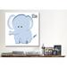 Isabelle & Max™ Arabelle 'E is for Elephant Graphic' - Wrapped Canvas Print Canvas in Blue/White | 12 H x 12 W x 0.75 D in | Wayfair