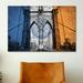 Winston Porter Flags New York Brooklyn Bridge Graphic Art on Canvas Canvas/Metal in Blue/Gray/Orange | 40 H x 60 W x 1.5 D in | Wayfair