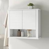 Ebern Designs White 2 Door Wall Mounted Bathroom Storage Cabinet Manufactured Wood in Brown/White | 20 H x 23 W x 8 D in | Wayfair