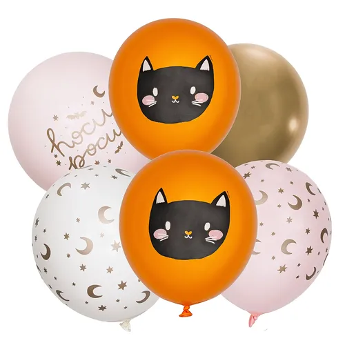 Luftballons Halloween-Katze, 30 cm Ø, 6 Stück