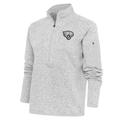 Women's Antigua Heather Gray Jacksonville Jaguars Metallic Logo Fortune Half-Zip Pullover Jacket