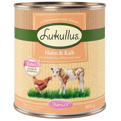 6x800g Lukullus Junior poulet, veau - Pâtée pour chien
