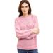 Plus Size Women's Pointelle Yoke Pullover Sweater by ellos in Dusty Pink Marled (Size 10/12)