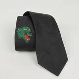 Gucci Accessories | Gucci Green Embroidered Tiger Head Tie In Gray | Color: Black/Green | Size: Os