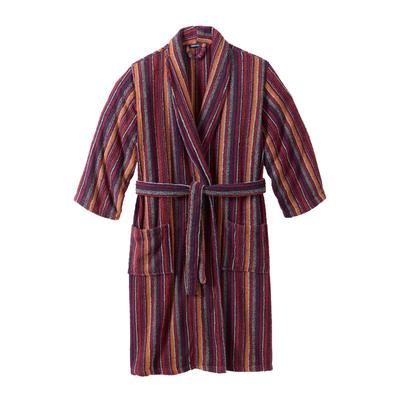 Men's Big & Tall Terry Bathrobe with Pockets by KingSize in Rich Burgundy Stripe (Size L/XL)