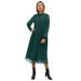 Plus Size Women's Pleated Midi Dress by ellos in Deep Emerald (Size 10)