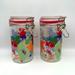 Anthropologie Kitchen | Anthropologie Floral Tall Glass Storage Jars - Set Of 2 | Color: Pink/Purple | Size: Os