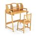 Costway Bamboo Kids Study Desk and Chair Set with Bookshelf