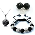 Nouveauté! IKJMN CZ boule Disco ensemble de perles Bracelet boucle d'oreille mode femmes cadeau