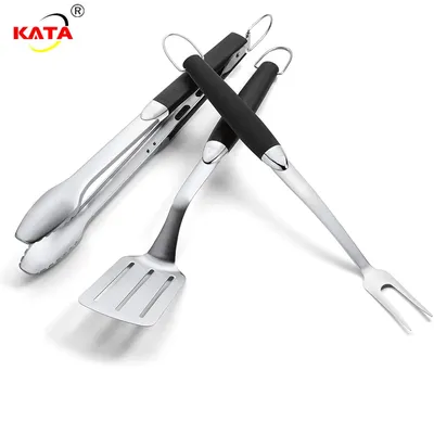 Ensemble d'outils de gril en acier inoxydable fourchette pinces spatule à griller portable