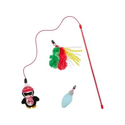 Frisco Holiday Interchangeable Teaser Wand Cat Toy with Catnip, 3 count