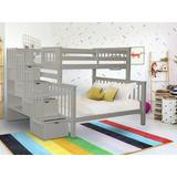 Harriet Bee Tena Solid Wood Standard Bunk Beds w/ 4 Drawer Stairway Wood in Gray | 69.5 H x 59 W x 103.25 D in | Wayfair