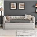 Red Barrel Studio® Daybed w/ Trundle Upholstered Tufted Sofa Bed, w/ Button & Nail On Square ArmsBoth Twin Size | 31.5 H x 42.5 W x 85 D in | Wayfair