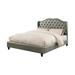 House of Hampton® Opulent Full Wooden Bed w/ PU Tufted Headboard, Silver Upholstered/Metal in Brown/Gray | 50 H x 77 W x 55 D in | Wayfair