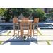 Willow Creek Designs Huntington Round 4 - Person 40" Long Teak Bar Height Outdoor Dining Set w/ Cushions Wood/Teak in Brown/White | 40 W x 40 D in | Wayfair