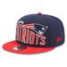 Men's New Era Navy/Red England Patriots Wordmark Flow 9FIFTY Snapback Hat