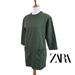 Zara Dresses | Nwt $65 Zara Women S Pullover Sweatshirt Mini Dress W Pockets In Olive Green | Color: Green | Size: S