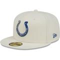 Men's New Era Cream Indianapolis Colts Chrome Color Dim 59FIFTY Fitted Hat