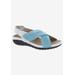 Extra Wide Width Women's Drew Bon Voyage Sandals by Drew in Blue Fabric (Size 8 1/2 WW)