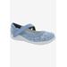 Extra Wide Width Women's Drew Rainbow Flats by Drew in Blue Floral Canvas (Size 7 1/2 WW)