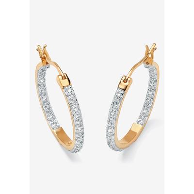 Women's 1/10 Cttw. Round Diamond Accented Hoop Earrings 14K Gold Over Sterling Silver Jewelry by PalmBeach Jewelry in Diamond