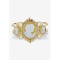 Women's Vintage-Style Cameo Hinged Bangle Bracelet In Yellow Goldtone 7.5" by PalmBeach Jewelry in Gold