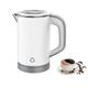 HotTopStar 0.8L Portable Mini Electric Kettle Stainless Steel Compact Travel Kettle with 600W Power, Auto Shut-Off, Boil-Dry Protection, Ideal for Home, Office, Hotel (White)