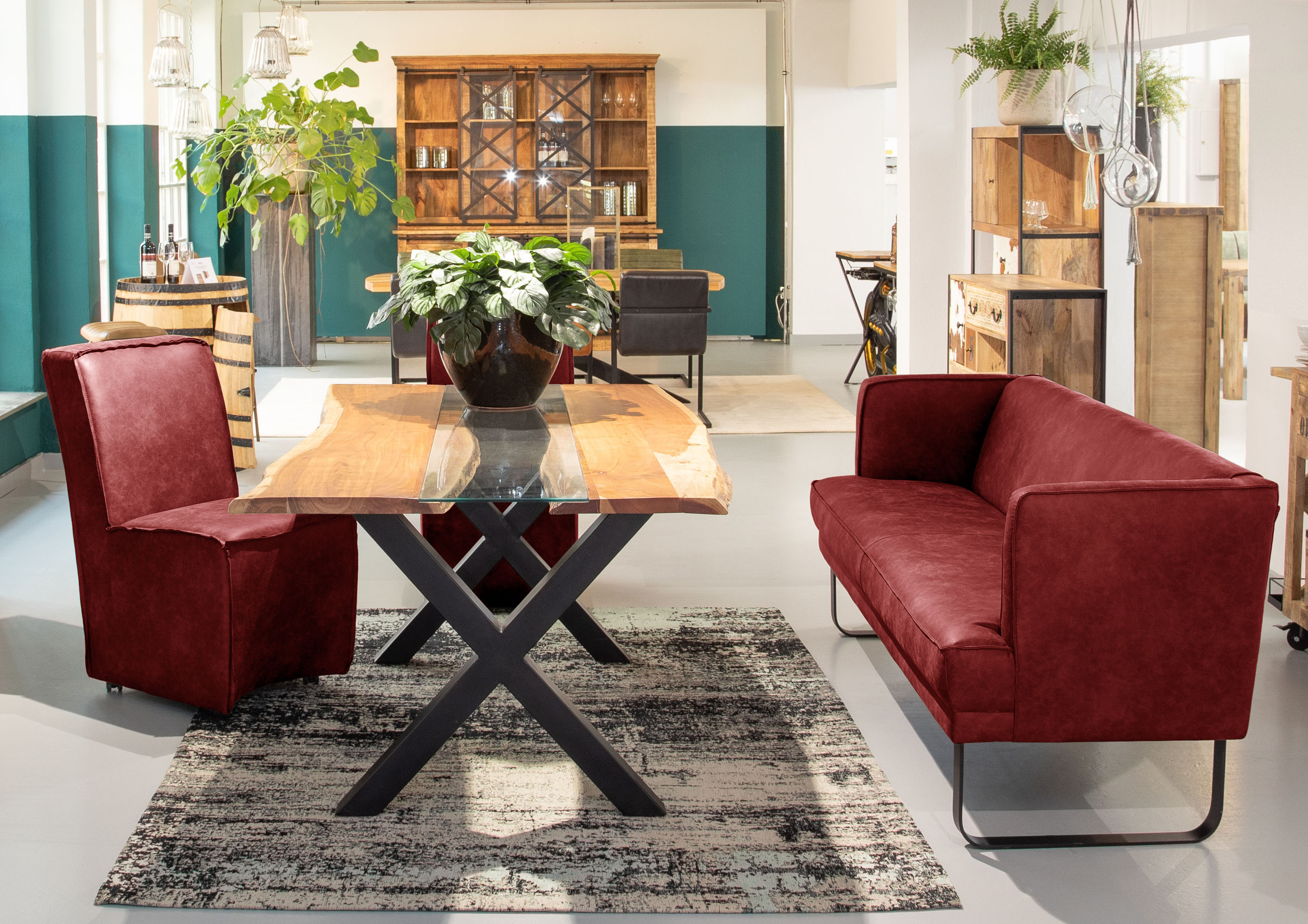 Küchensofa GUTMANN FACTORY "Brown", bunt (rot, olive, braun, tannengrün, mittelbraun, jeansblau), B:190cm H:80cm T:70cm, 100% Polyester, Sofas