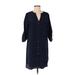 Barneys New York Casual Dress - Shirtdress: Blue Dresses - Women's Size Small