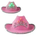 Chapeau de Cowboy rose avec LED pour femme et fille casquette de Cowboy avec diadème occidental