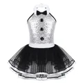 AqLeotard Mesh Ballet Tutu fur s for Kids Girls FibShiny Sequins Buttons Modern Dance Stage