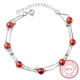 Bracelet en argent regardé 925 pour femme bijoux fantaisie pierre grenat rouge perles double